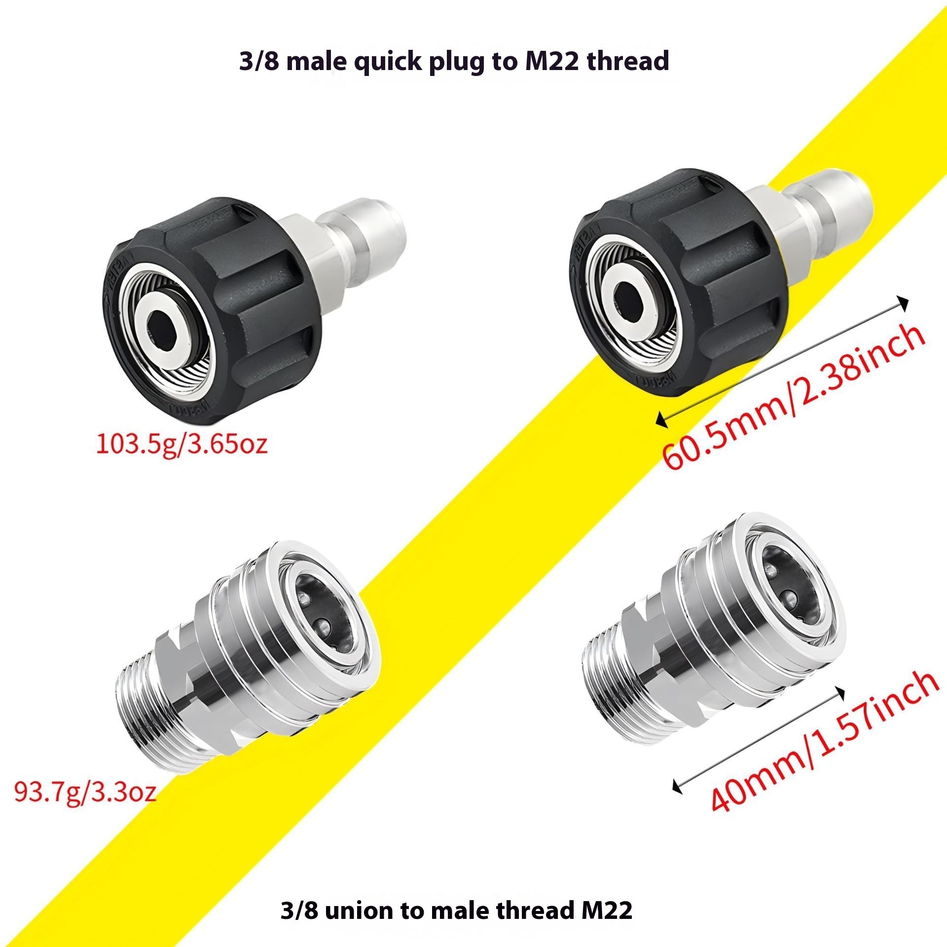 Raccords rapides inox lavage automobile lot 8 pièces 1/2 1/4 3/4 pouces
