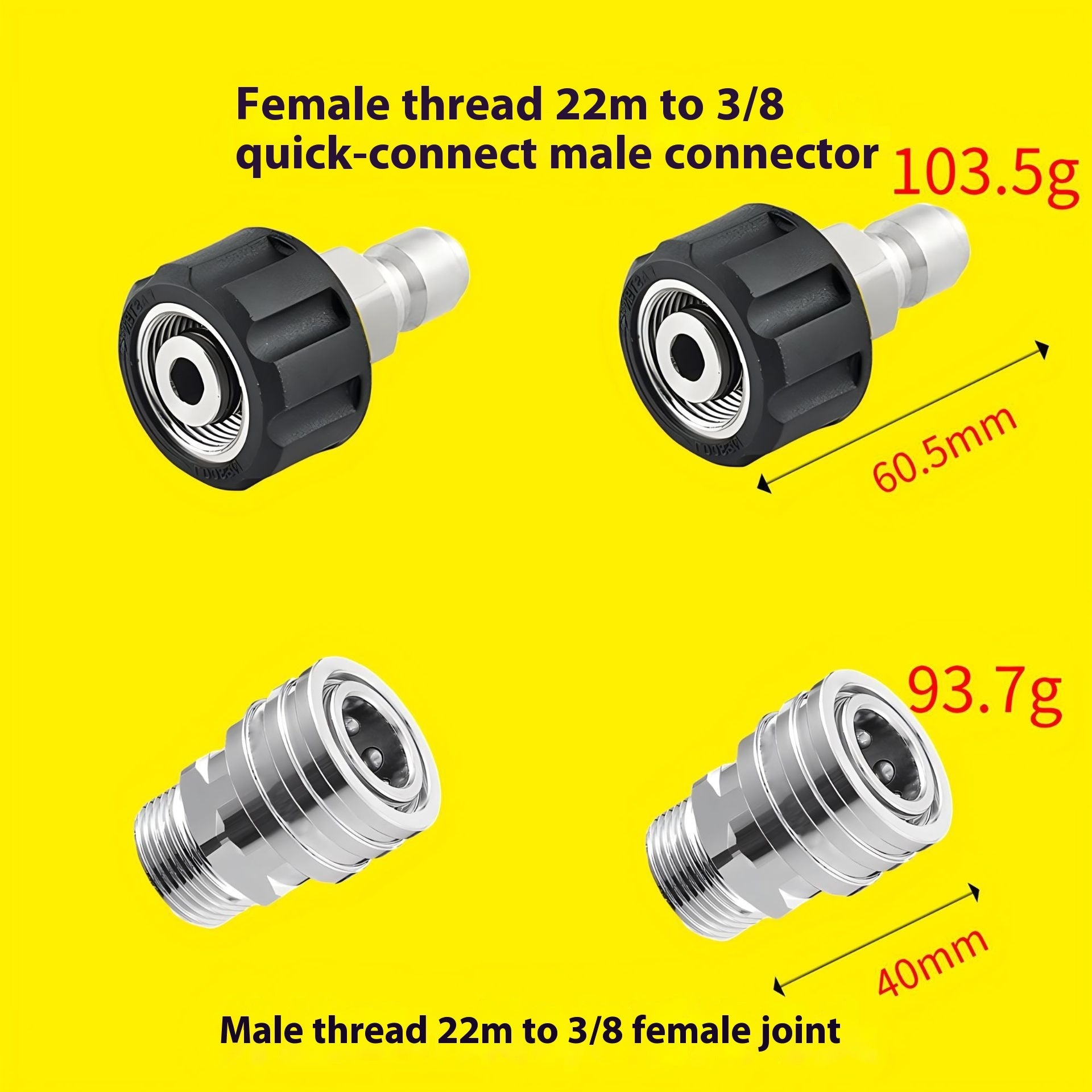 Raccords rapides inox lavage automobile lot 8 pièces 1/2 1/4 3/4 pouces
