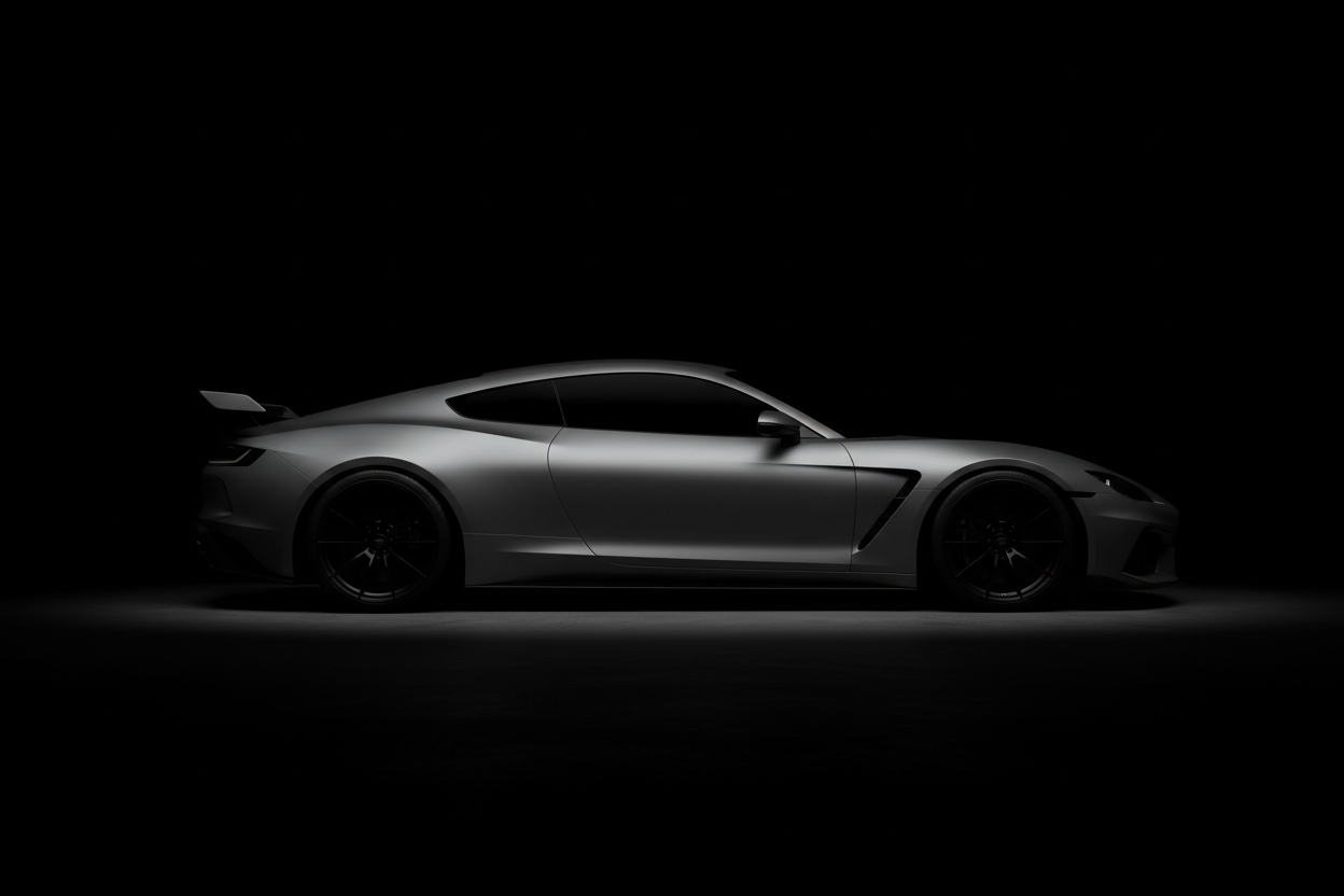 ombre voiture couleurs et fond noir